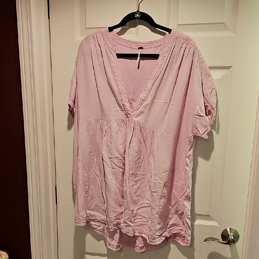 Free People Pink Tunic with Short Sleeves